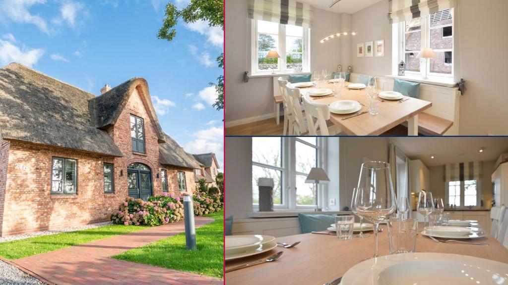 a collage of photos of a dining room and a house at Mimis Hues in Westerland (Sylt)