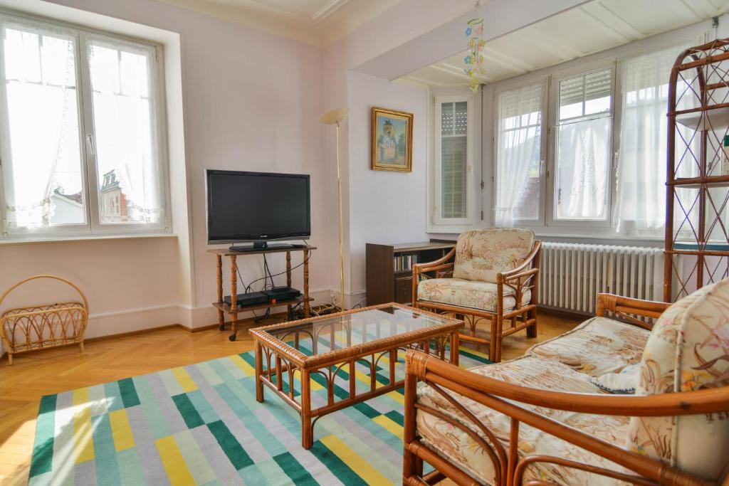 TV a/nebo společenská místnost v ubytování Gîte Le Noisetier