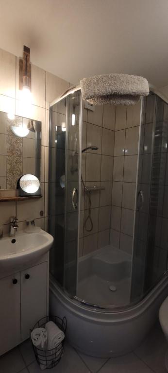 Kúpeľňa v ubytovaní Apartamenty Pod Uwalonym Dębem