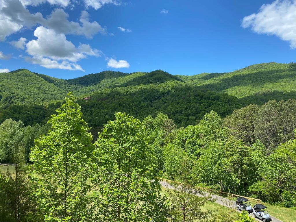 a view of the mountains from the top at Condo with Stunning Mountain and 6th Green views near Harrahs Cherokee Bryson City in Whittier