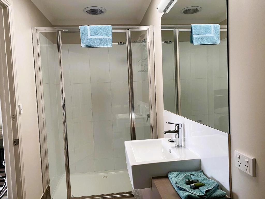 Koupelna v ubytování Dalvue Motel