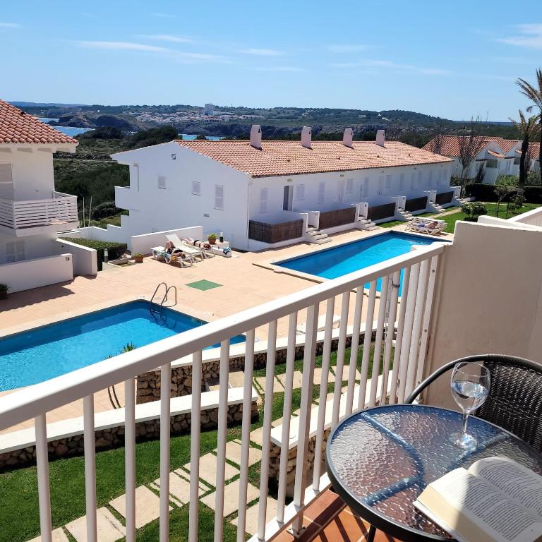 a view from the balcony of a villa with a swimming pool at Des Artistes Son Parc in Son Parc