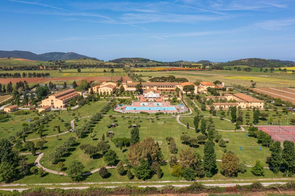 an aerial view of a resort with a park at Poggio all'Agnello Sport & Family Holidays in Populonia