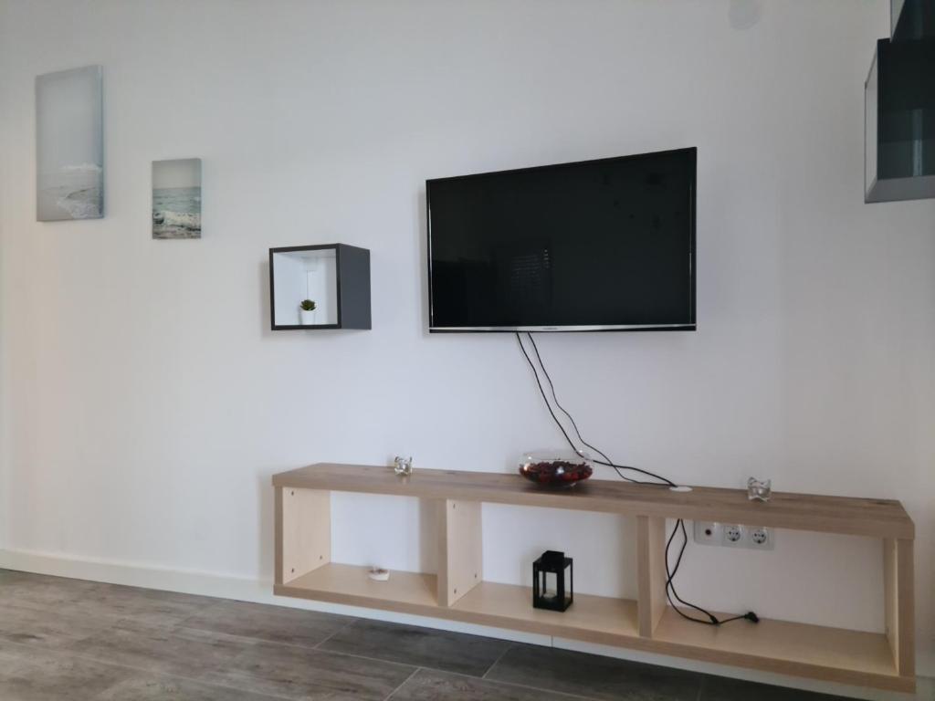 Televízia a/alebo spoločenská miestnosť v ubytovaní Apartmani Rudi