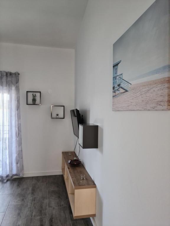 Televízia a/alebo spoločenská miestnosť v ubytovaní Apartmani Rudi