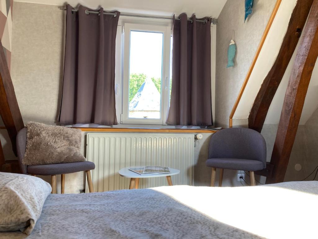 Postel nebo postele na pokoji v ubytování Chambres dhotes a la ferme