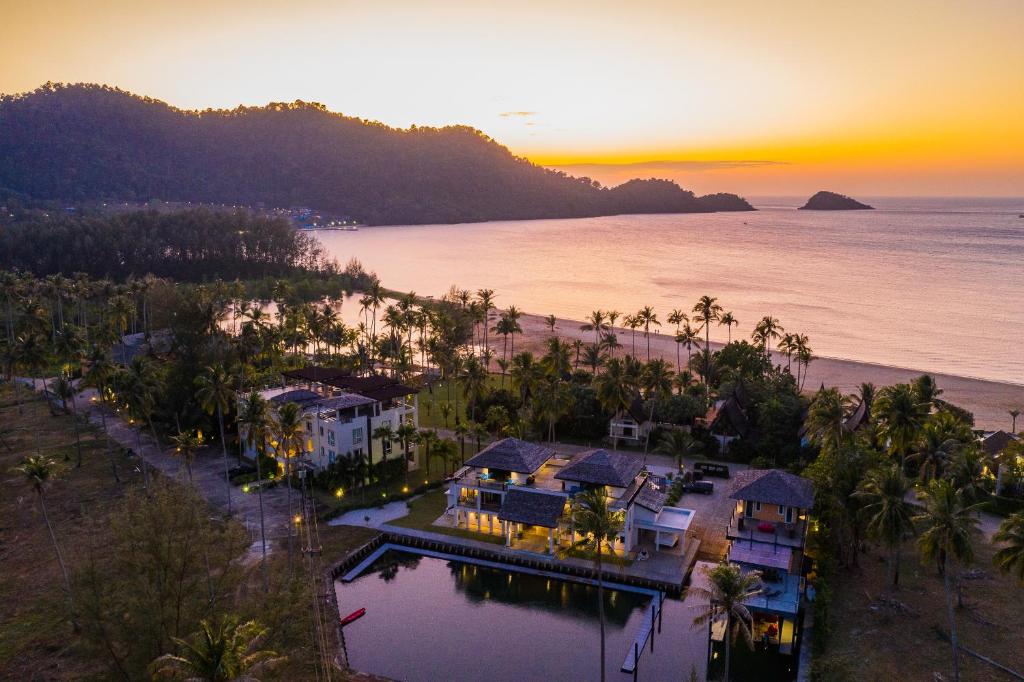 an aerial view of a house on the beach at Shambhala Beach Resort in Ko Chang