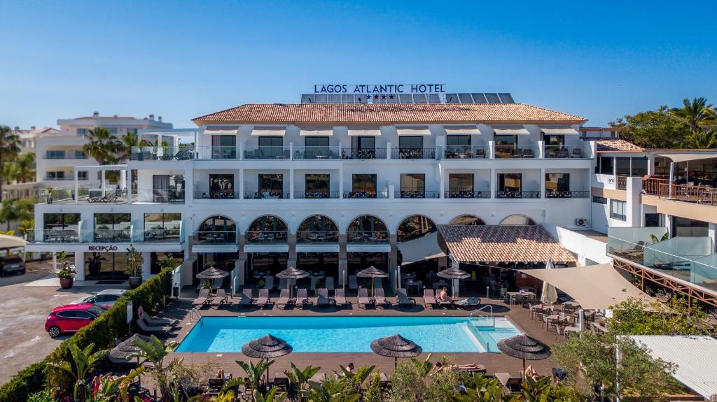an aerial view of a hotel with a swimming pool at Lagos Atlantic Hotel in Lagos