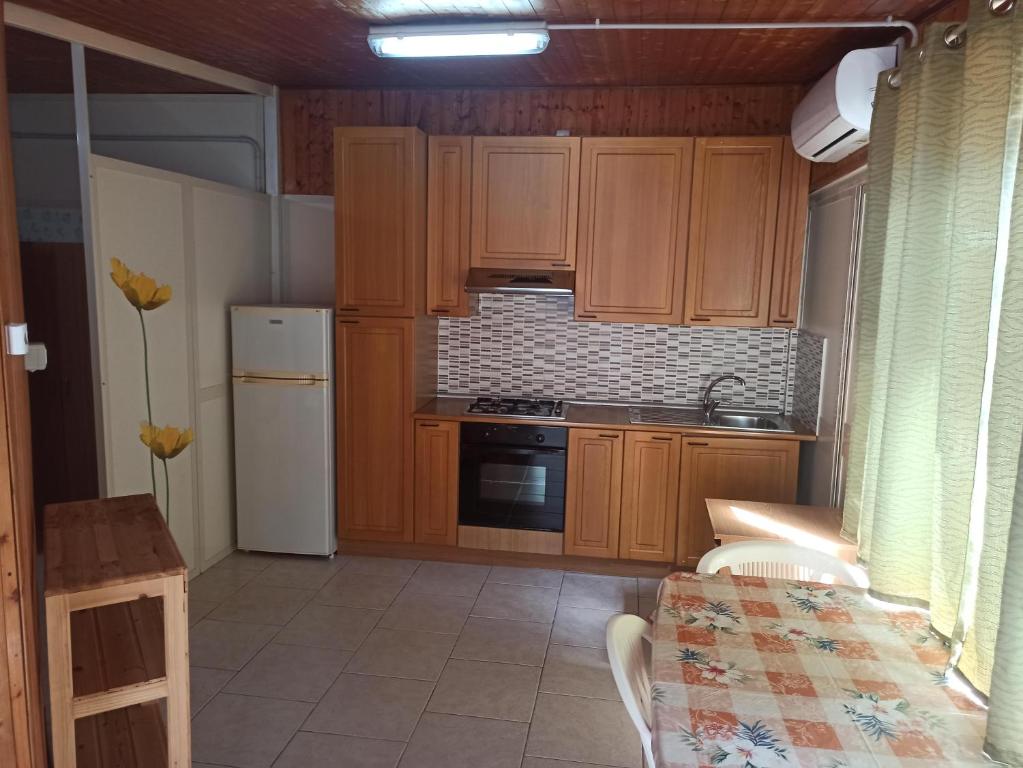Kuchyň nebo kuchyňský kout v ubytování Camping Poseidonia