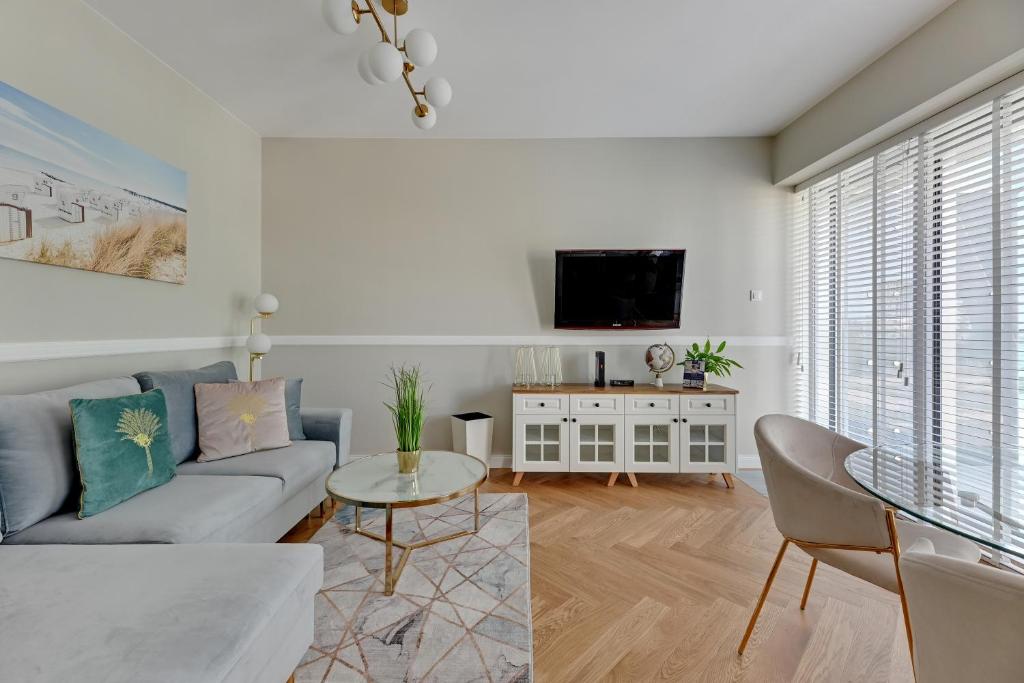 Televízia a/alebo spoločenská miestnosť v ubytovaní Wave Apartments - Yacht Park