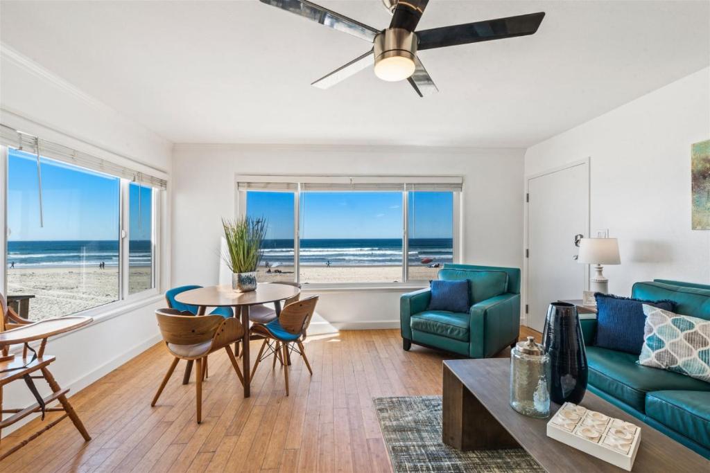 a living room with a view of the ocean at 104-unit 4 in San Diego