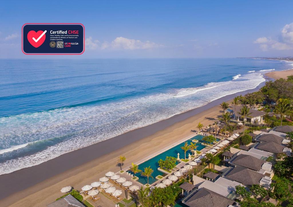 an aerial view of the beach at the excellence punta cana resort at The Seminyak Beach Resort & Spa in Seminyak