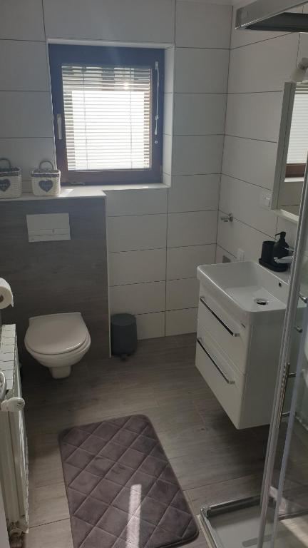 Koupelna v ubytování Apartma Vovk
