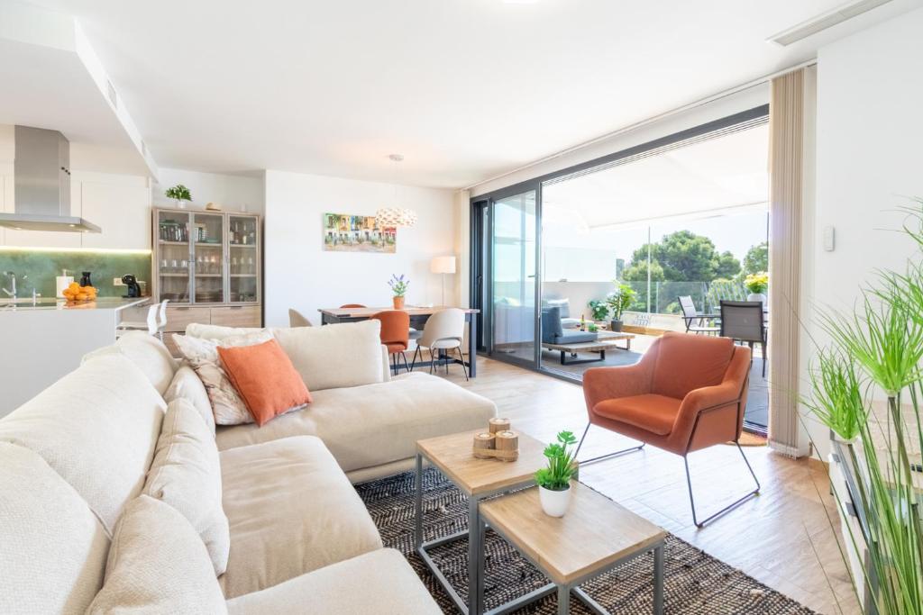 A seating area at SEA VIEW 2 BDR Apartment Allonbay Village & SPA