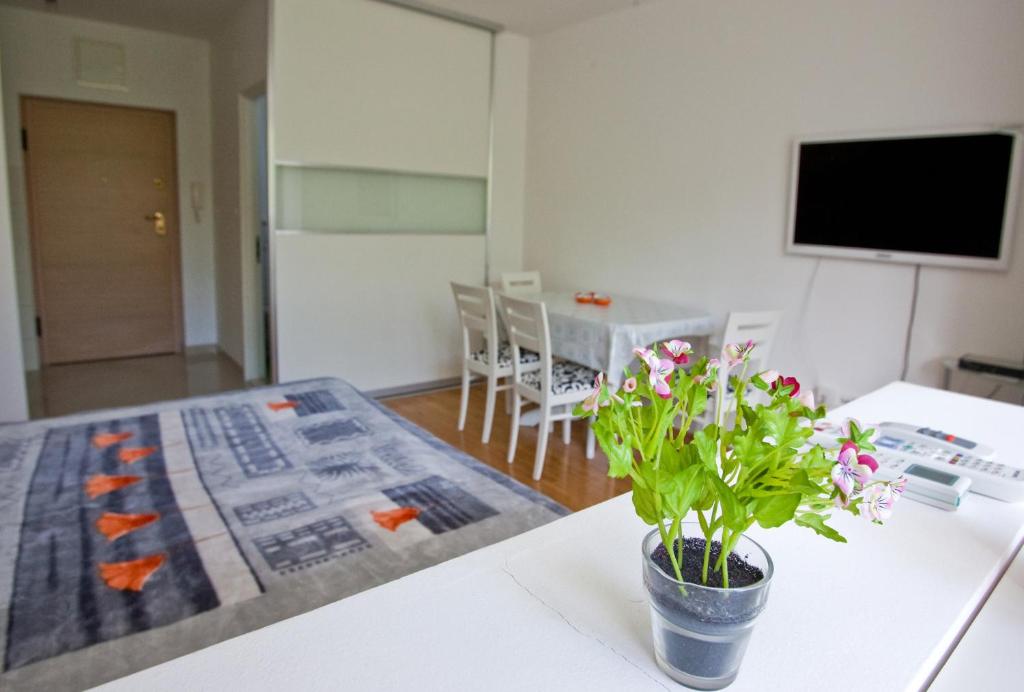 Televízia a/alebo spoločenská miestnosť v ubytovaní Apartment Busic in Split