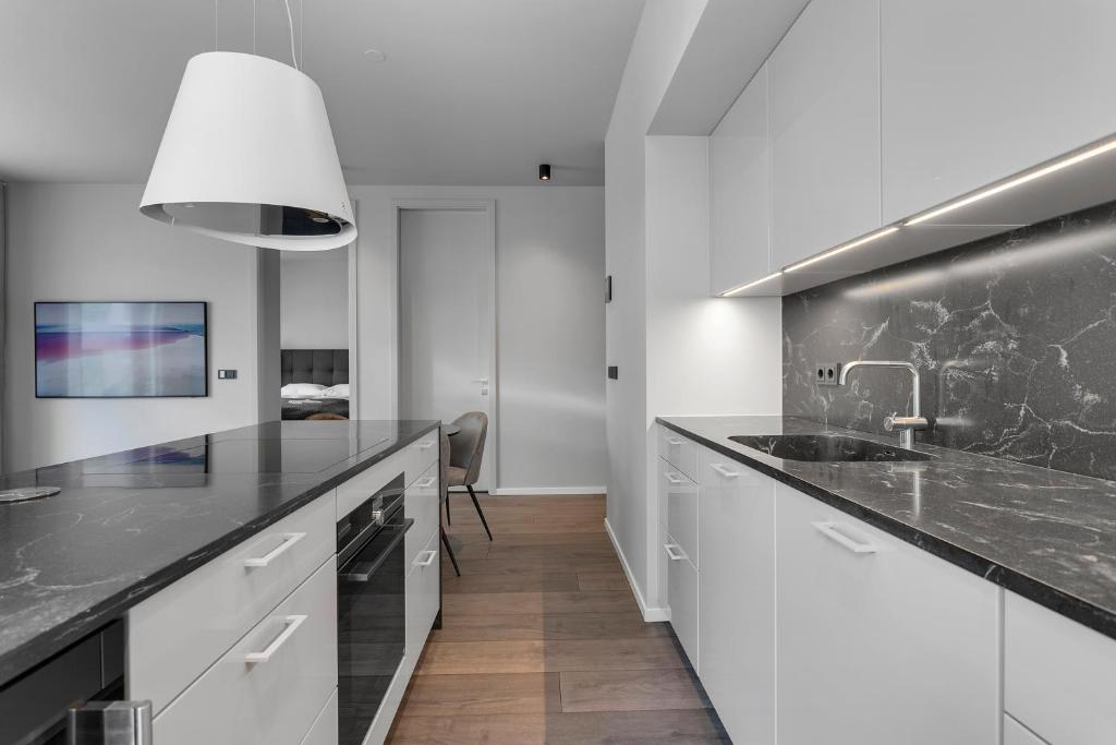 Kuchyň nebo kuchyňský kout v ubytování Modern Apt in Central Reykjavík