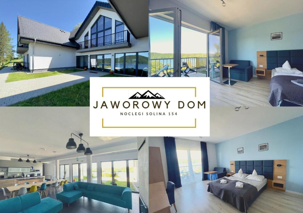 a collage of three pictures of a house at Jaworowy Dom in Solina
