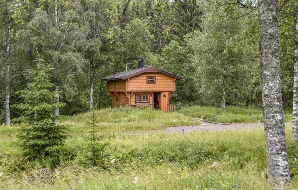 una cabaña de madera en medio de un bosque en Amazing Home In rjng With Kitchen en Årjäng