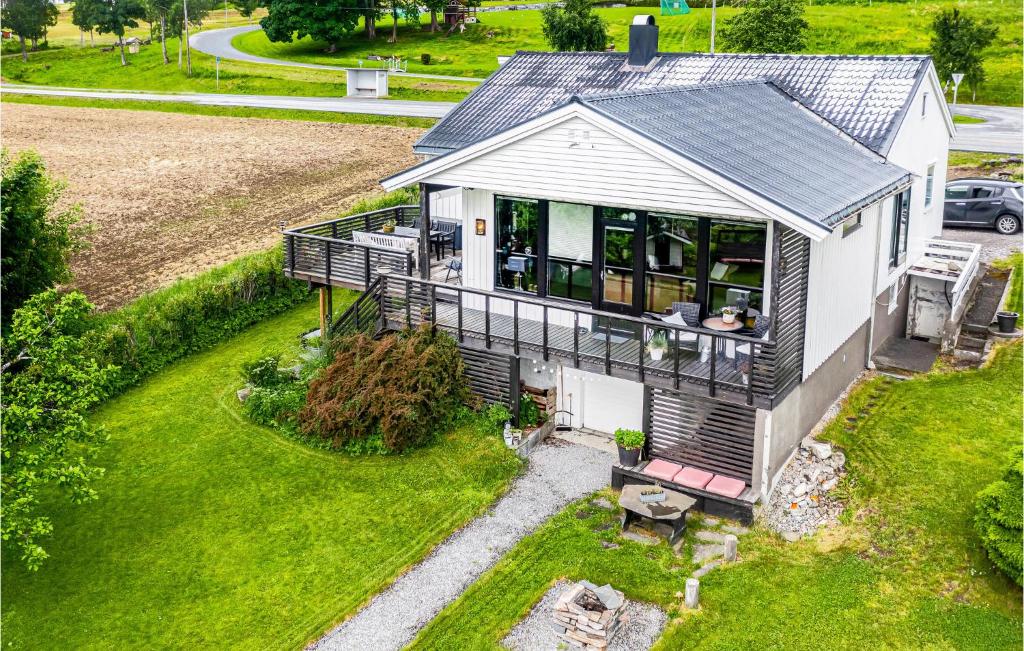 an aerial view of a house with a balcony at Gorgeous Home In Vestnes With Wifi in Vestnes