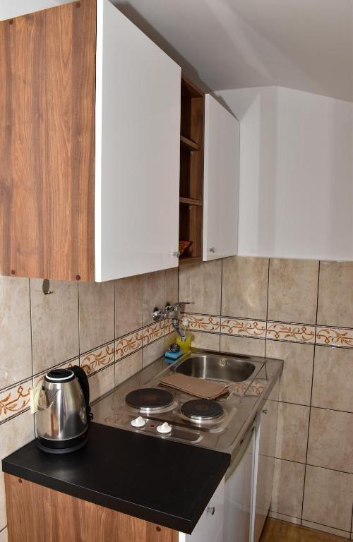 Kuchyň nebo kuchyňský kout v ubytování Apartments Simun