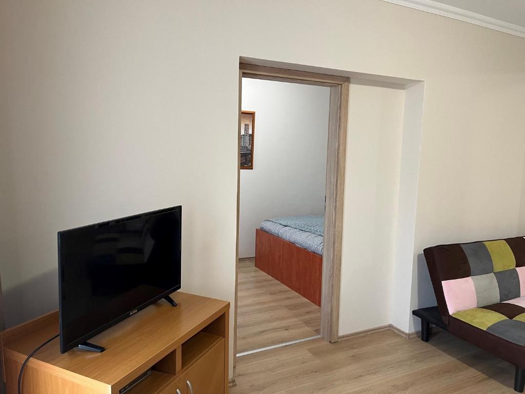 Televízia a/alebo spoločenská miestnosť v ubytovaní Brookforest Apartman