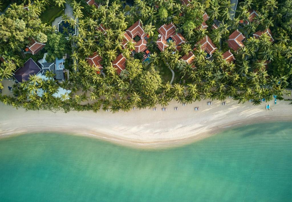 an aerial view of an island in the ocean at Santiburi Koh Samui in Mae Nam