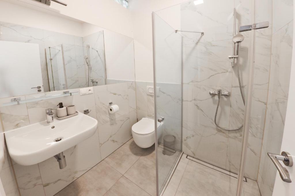 Koupelna v ubytování Hotel Slanica