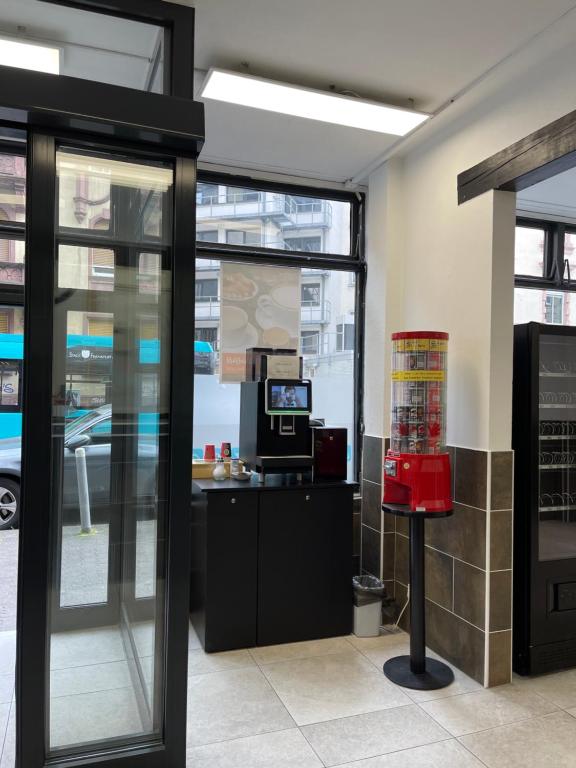 Kuchyň nebo kuchyňský kout v ubytování Pension Alpha - Frankfurt City Central Station