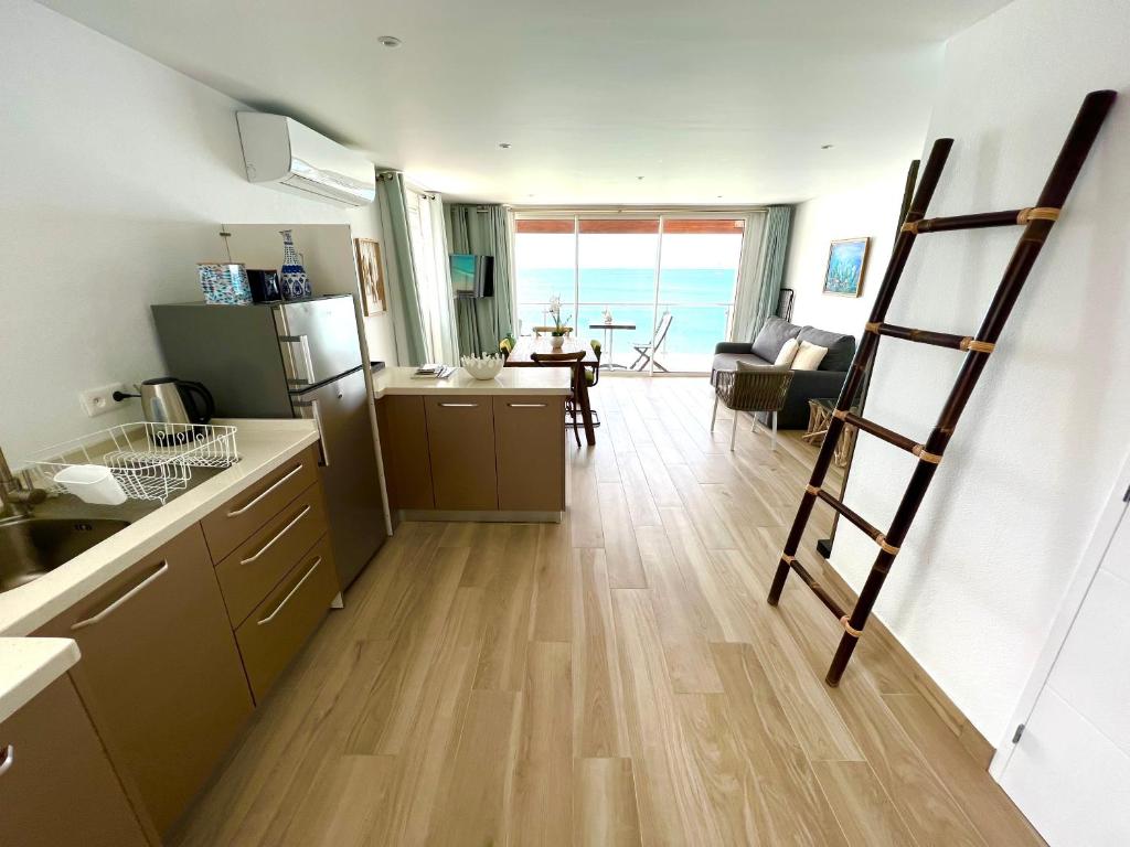 Kuchyň nebo kuchyňský kout v ubytování PARADISE VIEW 1 bed-room water front studio at Grand Case