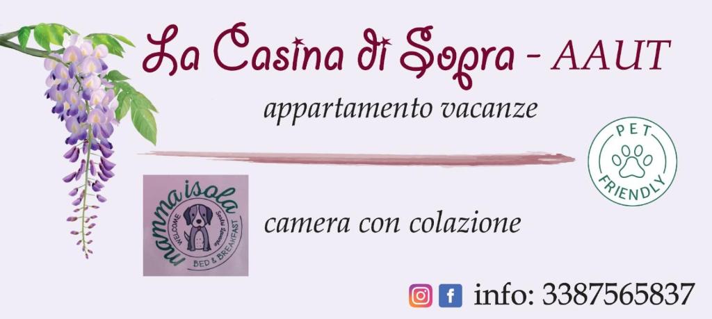 En logo, et sertifikat eller et firmaskilt på La Casina di sopra AAUT