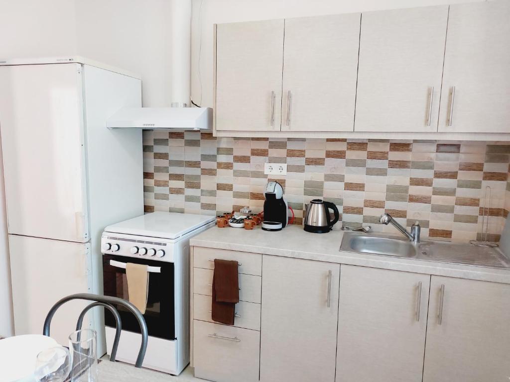 Kuchyň nebo kuchyňský kout v ubytování STAMATIS CORFU APARTMENTS