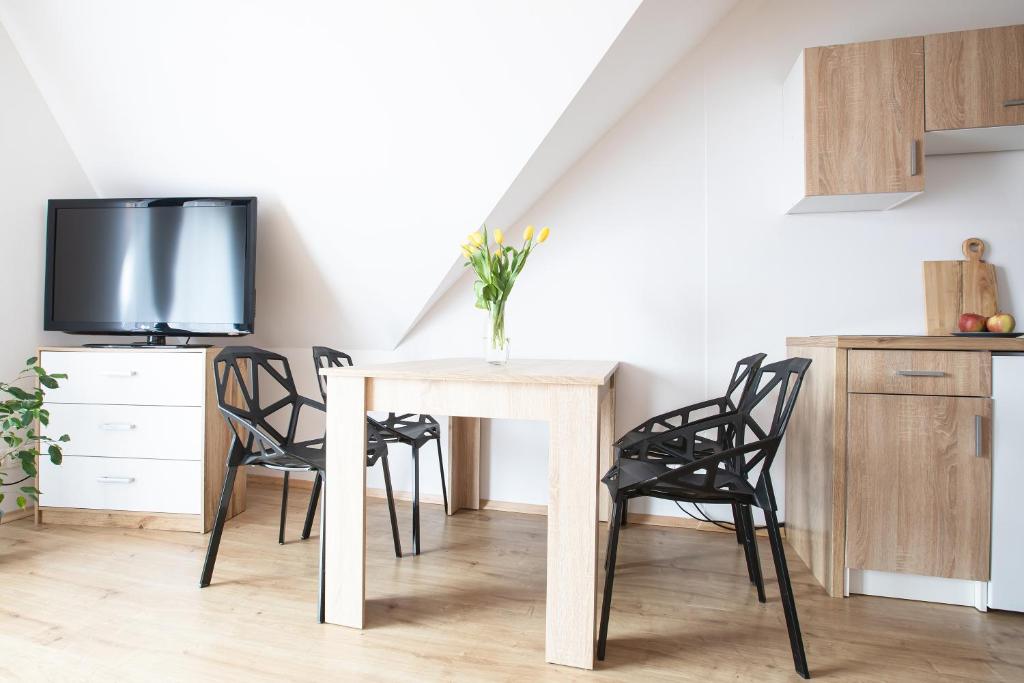 Televízia a/alebo spoločenská miestnosť v ubytovaní Apartamenty u Nosa