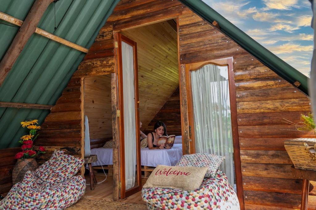 Postel nebo postele na pokoji v ubytování BOSQUE EL DESCANSO