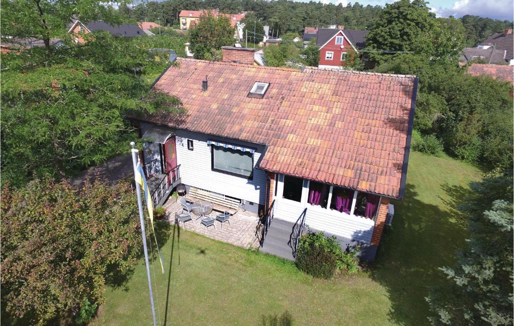 an aerial view of a house with a roof at Beautiful Home In Kristianstad With Wifi in Kristianstad