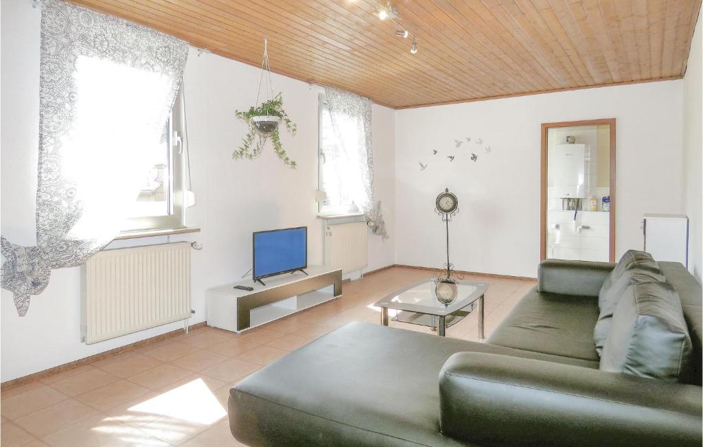 ein Wohnzimmer mit einem Sofa und einem Tisch in der Unterkunft Gorgeous Apartment In Lahnstein With Kitchen in Lahnstein