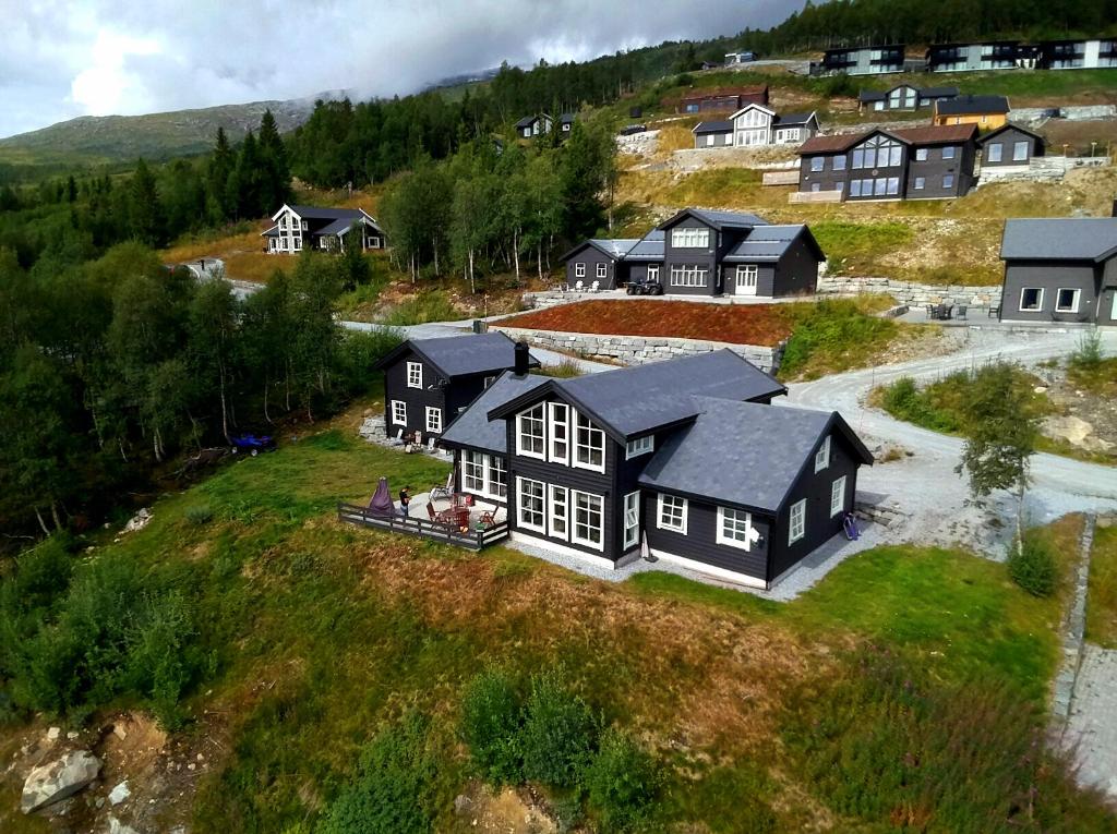 Letecký snímek ubytování Fosskamben Panorama Sogndal