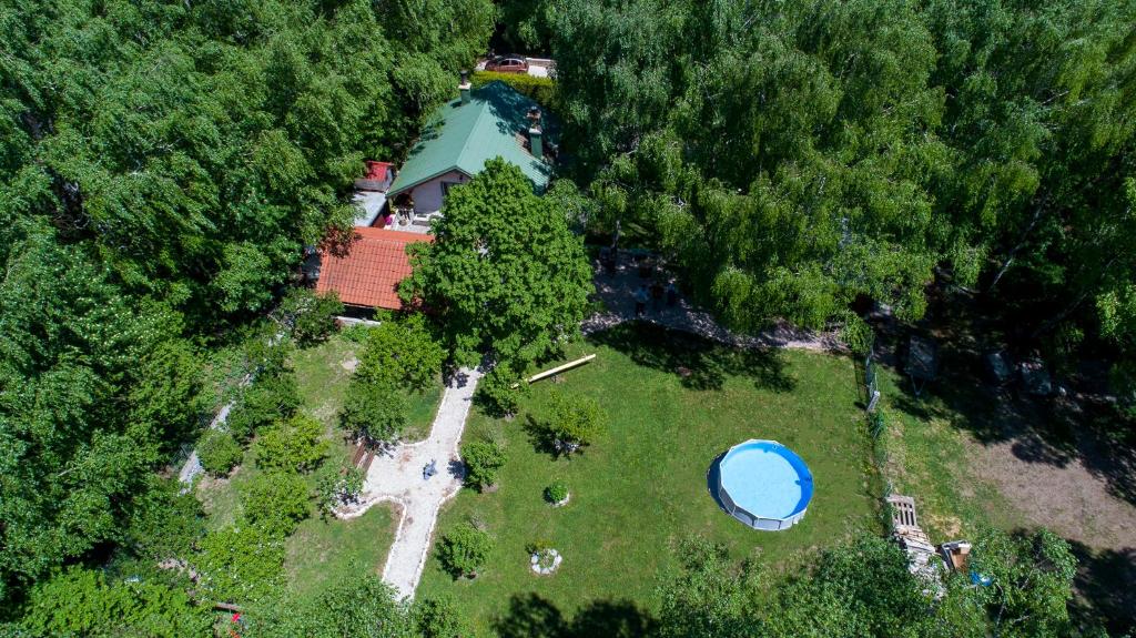 an aerial view of a large house with a lake at Vila Tea in Novi Vinodolski