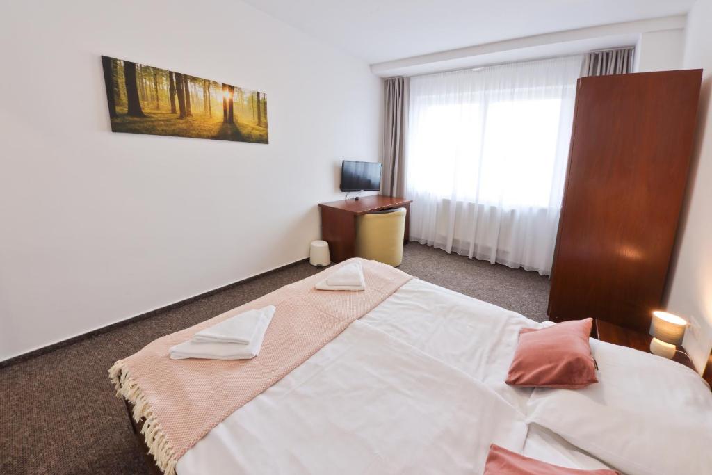 Postel nebo postele na pokoji v ubytování Hotel Slanica