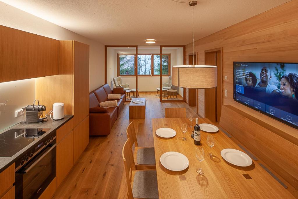 Kuchyň nebo kuchyňský kout v ubytování Sonnenhof Appartements