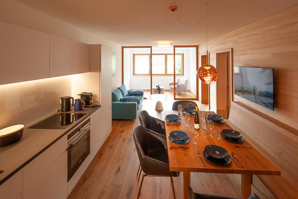 Kuchyň nebo kuchyňský kout v ubytování Sonnenhof Appartements