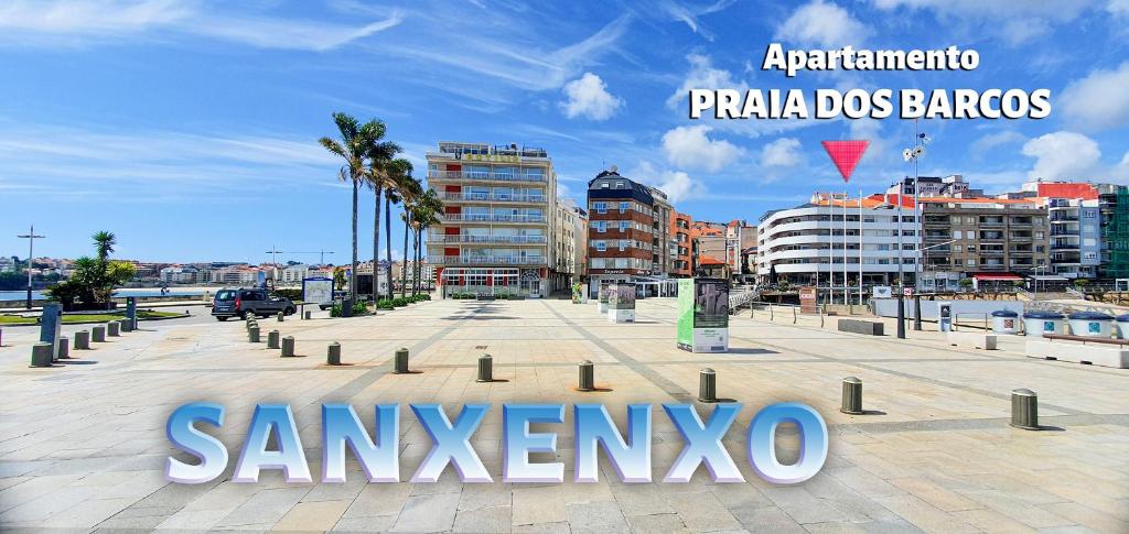 Una señal que dice Santa Ana en una ciudad en Praia dos barcos, en Sanxenxo