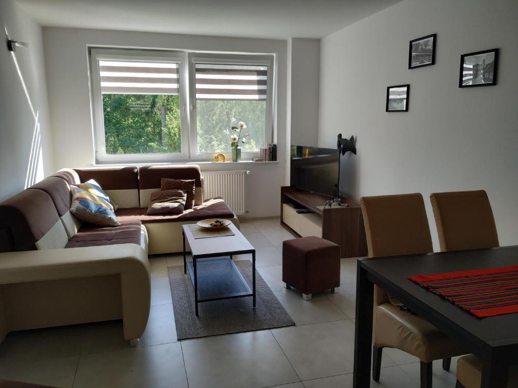 Χώρος καθιστικού στο Apartament Na górce