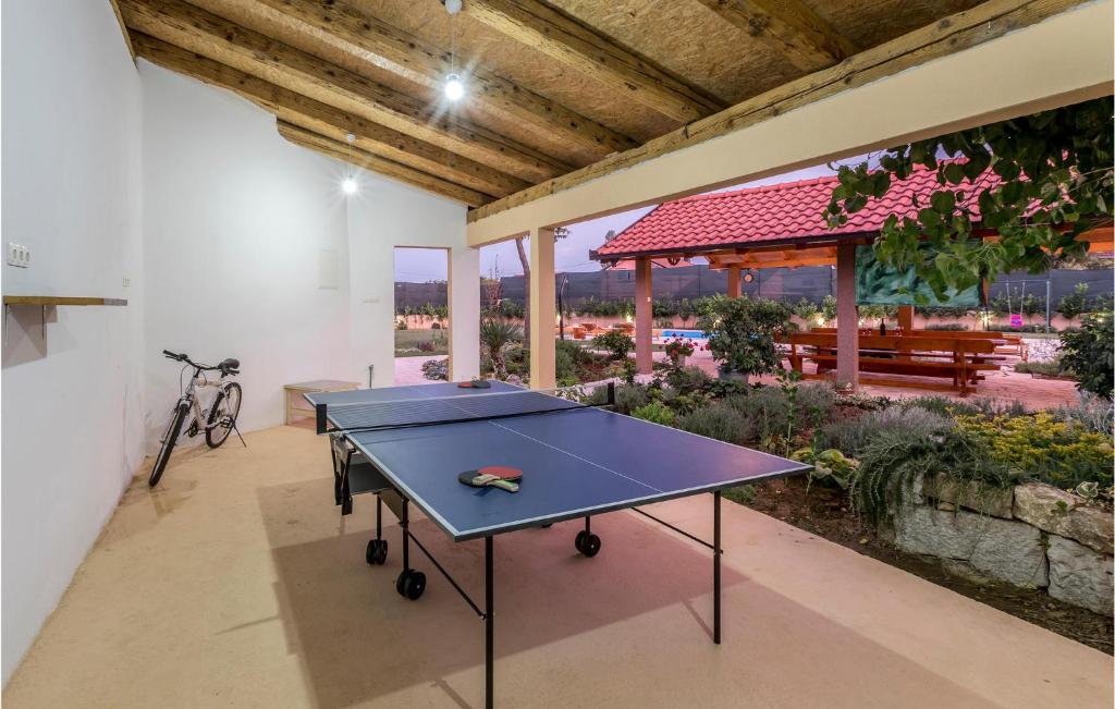 a ping pong table sitting inside of a house at Awesome Home In Vinjani Donji With 5 Bedrooms, Wifi And Outdoor Swimming Pool in Bilopavlovići