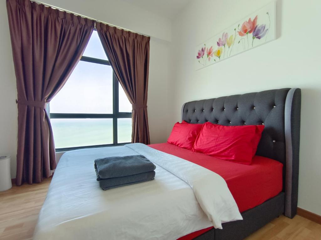 Voodi või voodid majutusasutuse Kuantan SEA VIEW Studio #HIGH SPEED 500Mbps Unifi #Netflix toas