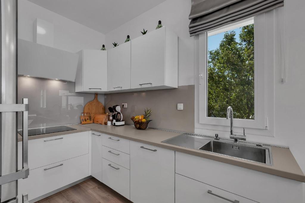 Kuchyň nebo kuchyňský kout v ubytování Apartment Apricus