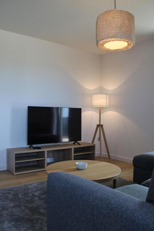 Televízia a/alebo spoločenská miestnosť v ubytovaní Nikola Luxury Apartments Borik
