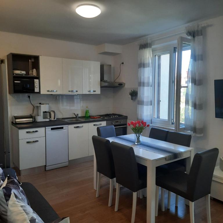 Kuchyň nebo kuchyňský kout v ubytování Beach apartment KATE with sea view, balcony and parking, MURTER, DALMATIA