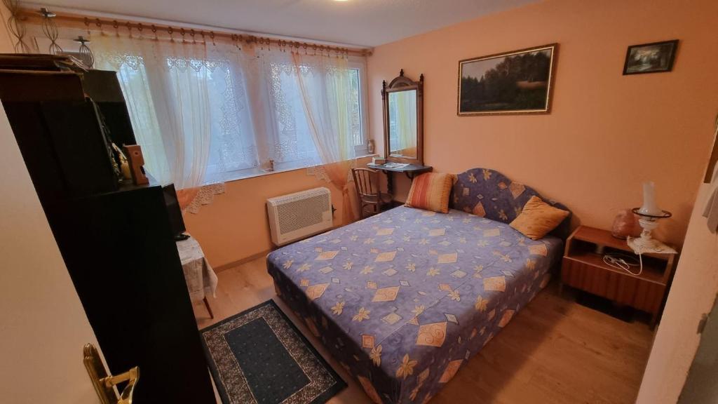 sypialnia z łóżkiem i kanapą w obiekcie Bianka vendégház w mieście Berekfürdő