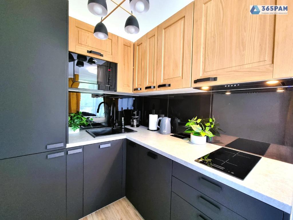 Kuchyňa alebo kuchynka v ubytovaní Apartamenty Na Fali w Gąskach - 365PAM