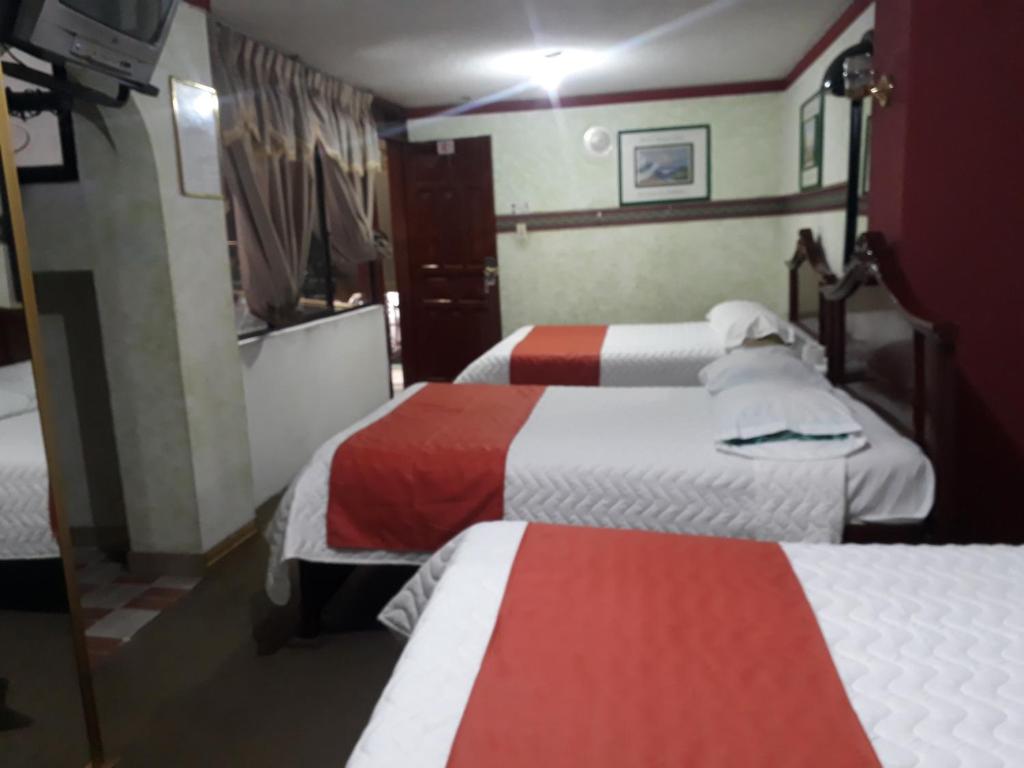 Postel nebo postele na pokoji v ubytování Hotel Tungurahua